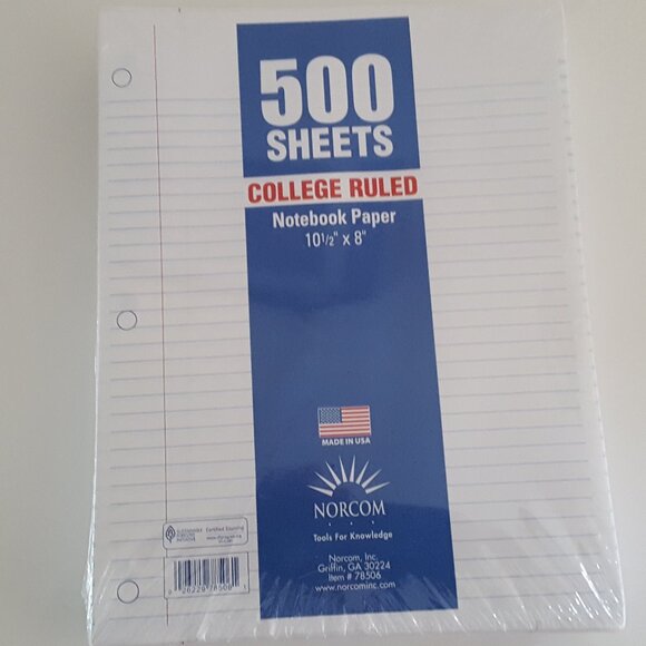 College-Ruled Filler Paper 500 Sheets Norcom - Picture 3 of 10